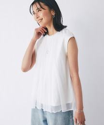 動きのあるチュールの素材感が魅力/チュールレイヤードカットソー
