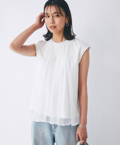 RIVE DROITE(リヴドロワ)の「動きのあるチュールの素材感が魅力/チュールレイヤードカットソー(Tシャツ/カットソー・レディース・ブラック/オフホワイト・FREE)」の10枚目の写真
