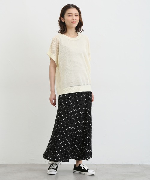 Honeys（ハニーズ）の「メッシュ編ベスト（ベスト・レディース・ベージュ/アイボリー/ターコイズブルー/ライム/ブラック・S/L/LL/M）」の18枚目の写真