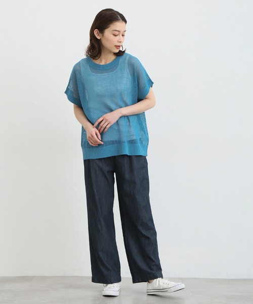 Honeys（ハニーズ）の「メッシュ編ベスト（ベスト・レディース・ベージュ/アイボリー/ターコイズブルー/ライム/ブラック・S/L/LL/M）」の14枚目の写真