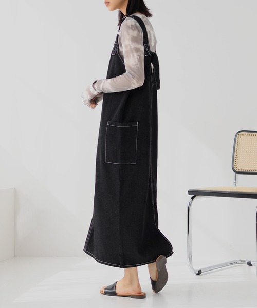 hellam（へラム）の「デニム ミリタリージャンスカ（ジャンパースカート・レディース・ブラック/アイボリー・FREE）」の20枚目の写真