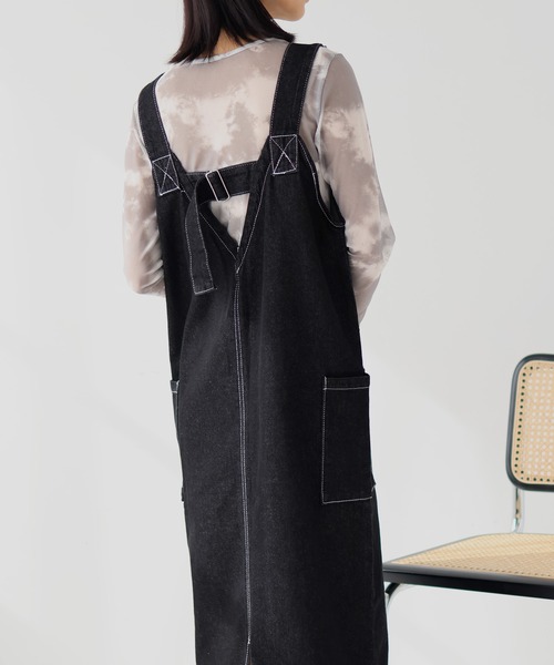 hellam（へラム）の「デニム ミリタリージャンスカ（ジャンパースカート・レディース・ブラック/アイボリー・FREE）」の22枚目の写真