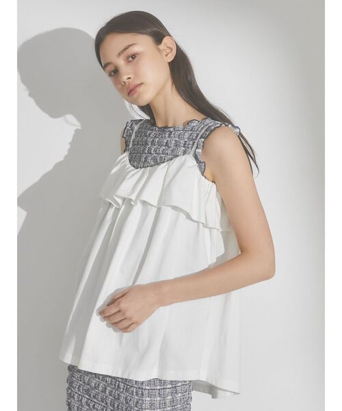 merry jenny（メリージェニー）の「frill cotton camisole（キャミソール・レディース・ブラック/オフホワイト/オレンジ・FREE）」の10枚目の写真