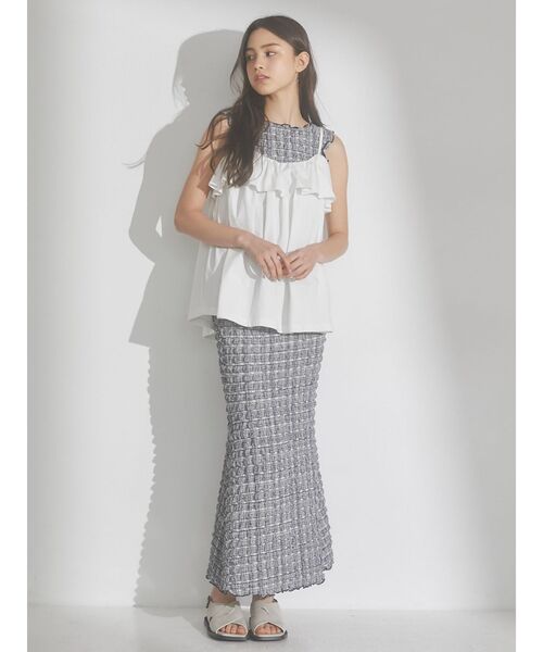 merry jenny（メリージェニー）の「frill cotton camisole（キャミソール・レディース・ブラック/オフホワイト/オレンジ・FREE）」の8枚目の写真