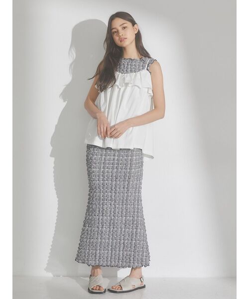 merry jenny（メリージェニー）の「frill cotton camisole（キャミソール・レディース・ブラック/オフホワイト/オレンジ・FREE）」の5枚目の写真