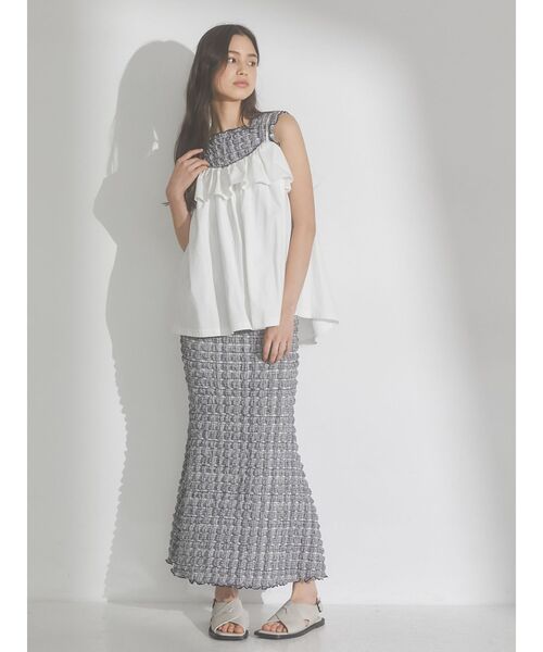 merry jenny（メリージェニー）の「frill cotton camisole（キャミソール・レディース・ブラック/オフホワイト/オレンジ・FREE）」の4枚目の写真