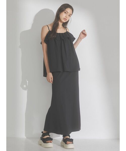 merry jenny（メリージェニー）の「frill cotton camisole（キャミソール・レディース・ブラック/オフホワイト/オレンジ・FREE）」の9枚目の写真