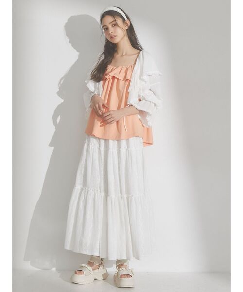 merry jenny（メリージェニー）の「frill cotton camisole（キャミソール・レディース・ブラック/オフホワイト/オレンジ・FREE）」の16枚目の写真