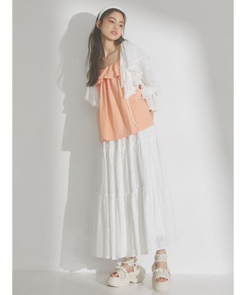 merry jenny（メリージェニー）の「frill cotton camisole（キャミソール・レディース・ブラック/オフホワイト/オレンジ・FREE）」の17枚目の写真