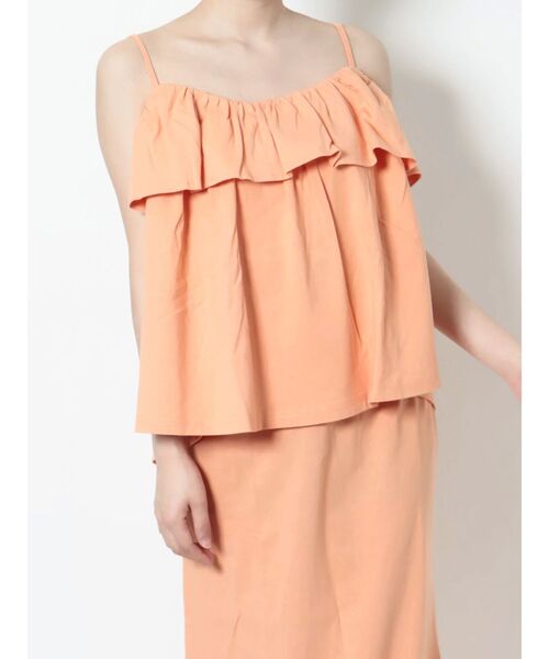 merry jenny（メリージェニー）の「frill cotton camisole（キャミソール・レディース・ブラック/オフホワイト/オレンジ・FREE）」の3枚目の写真