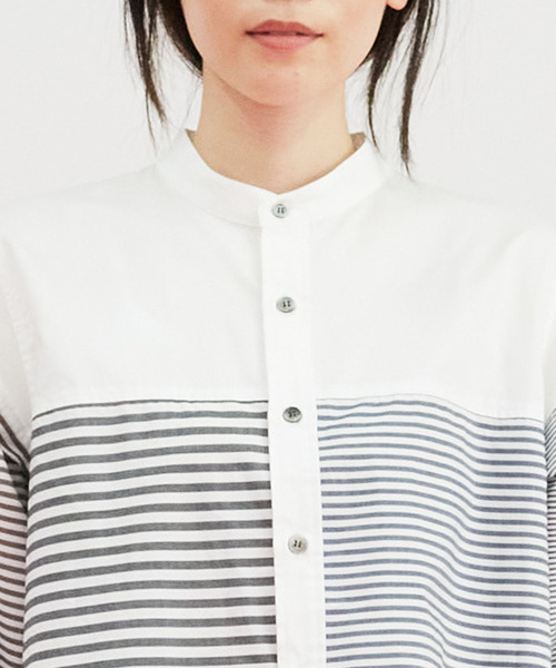 FRAPBOIS（フラボア）の「ボーダーシャツ（シャツ/ブラウス・レディース・グレー/マルチ・1/2）」の3枚目の写真