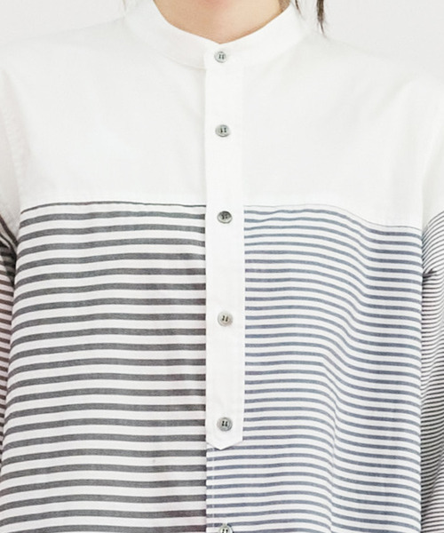 FRAPBOIS（フラボア）の「ボーダーシャツ（シャツ/ブラウス・レディース・グレー/マルチ・1/2）」の6枚目の写真