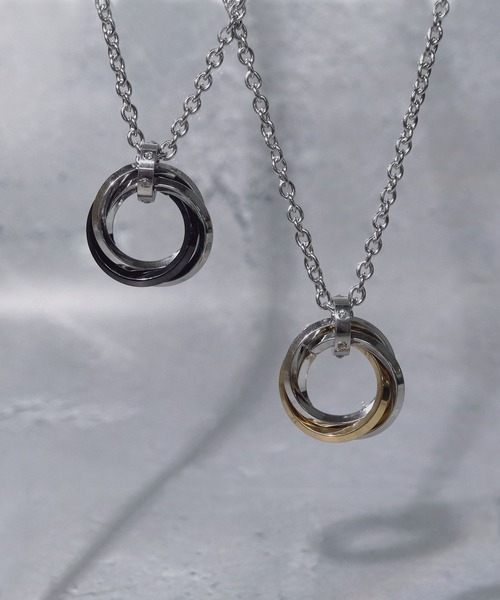 SBG（エスビー）の「SBG 3連リングネックレス（ネックレス・メンズ・シルバー×ブラック/シルバー×ブルー/シルバー系その他/シルバー×ゴールド・FREE）」の8枚目の写真