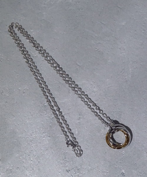 SBG（エスビー）の「SBG 3連リングネックレス（ネックレス・メンズ・シルバー×ブラック/シルバー×ブルー/シルバー系その他/シルバー×ゴールド・FREE）」の9枚目の写真