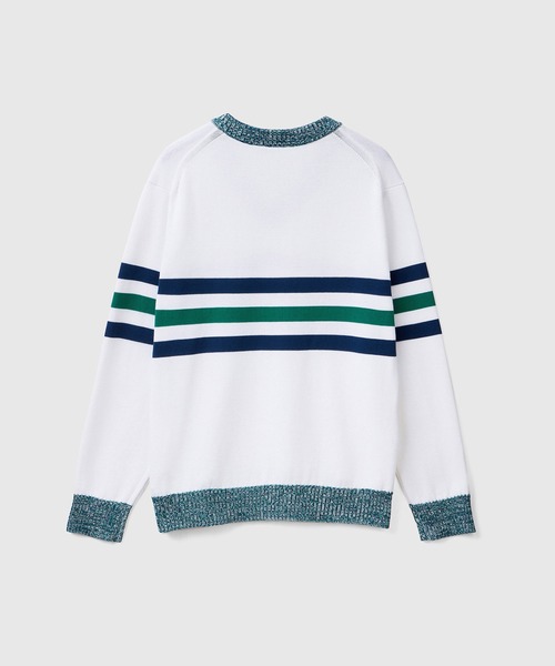 BENETTON (UNITED COLORS OF BENETTON)（ベネトンユナイテッドカラーズオブベネトン）の「センターボーダーVネックニット・セーター（ニット/セーター・メンズ・ホワイト系その他・LARGE/MEDIUM/SMALL/X-SMALL）」の6枚目の写真