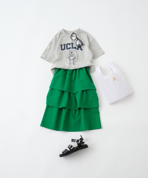 CIAOPANIC TYPY(チャオパニックティピー)の「【KIDS】リネン混ティアードスカート(スカート・キッズ・グレー/グリーン・S/M/L/XL/XXL)」の4枚目の写真