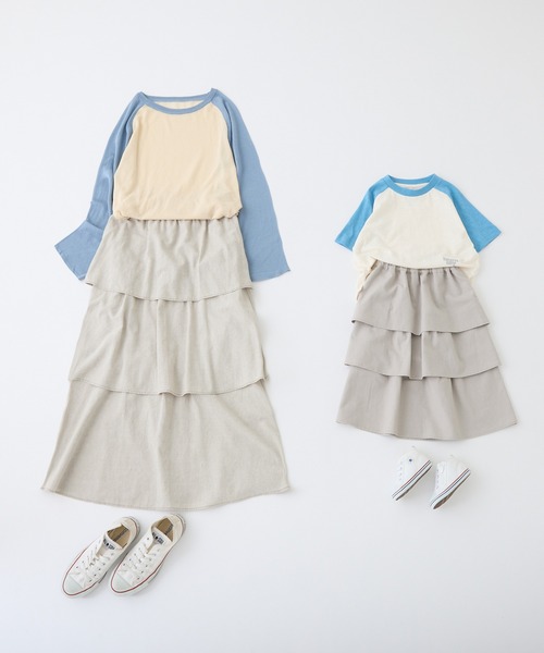 CIAOPANIC TYPY(チャオパニックティピー)の「【KIDS】リネン混ティアードスカート(スカート・キッズ・グレー/グリーン・S/M/L/XL/XXL)」の18枚目の写真