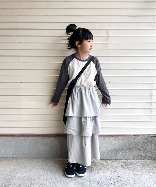 CIAOPANIC TYPY(チャオパニックティピー)の「【KIDS】リネン混ティアードスカート(スカート・キッズ・グレー/グリーン・S/M/L/XL/XXL)」の20枚目の写真