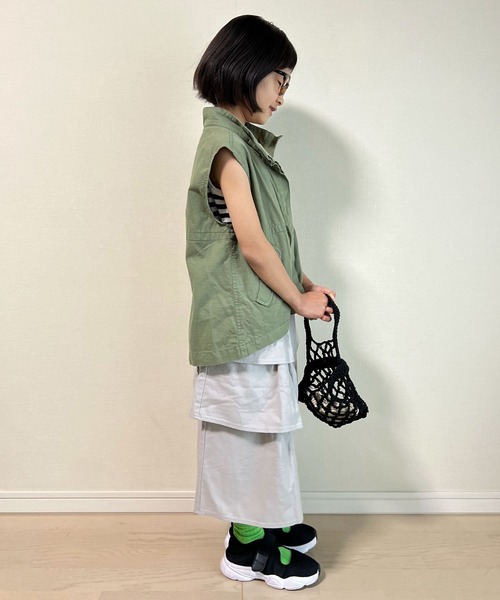 CIAOPANIC TYPY(チャオパニックティピー)の「【KIDS】リネン混ティアードスカート(スカート・キッズ・グレー/グリーン・S/M/L/XL/XXL)」の14枚目の写真