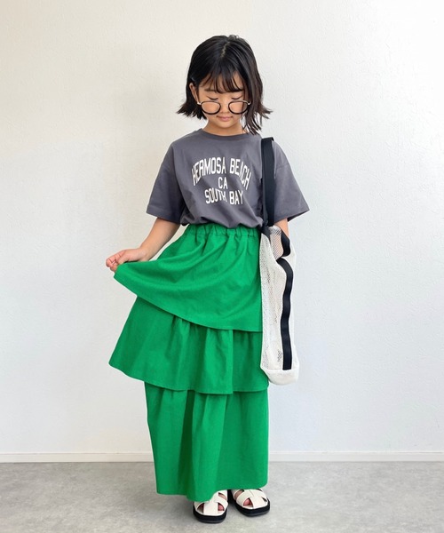 CIAOPANIC TYPY(チャオパニックティピー)の「【KIDS】リネン混ティアードスカート(スカート・キッズ・グレー/グリーン・S/M/L/XL/XXL)」の11枚目の写真