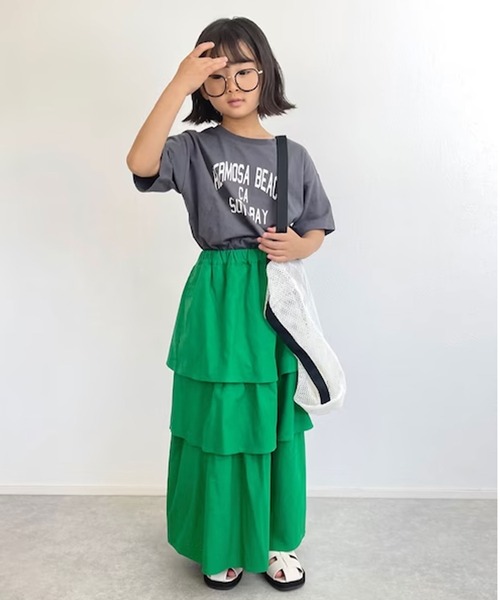 CIAOPANIC TYPY(チャオパニックティピー)の「【KIDS】リネン混ティアードスカート(スカート・キッズ・グレー/グリーン・S/M/L/XL/XXL)」の17枚目の写真