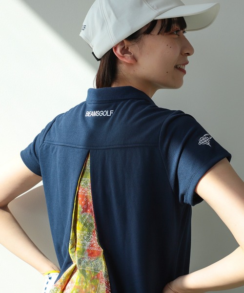 ポロシャツ BEAMS GOLF ORANGE LABEL / フリル袖 ポロシャツ レディース BEAMS GOLF｜\u003cMEN\u003e ORANGE LABEL ⁄ 襟ロゴ バイカラー ポロシャツ