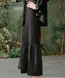 lace patchwork gather flare SK