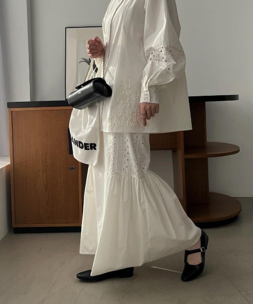 willfully patchwork lace ノースリーブとスカート WILLFULLY（ウィルフリー）の「lace patchwork gather flare SK