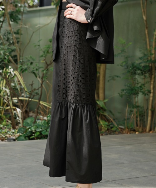 WILLFULLY（ウィルフリー）の「lace patchwork gather flare SK