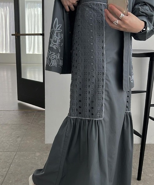 WILLFULLY（ウィルフリー）の「lace patchwork gather flare SK