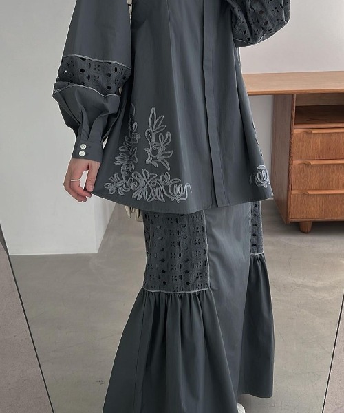 WILLFULLY（ウィルフリー）の「lace patchwork gather flare SK