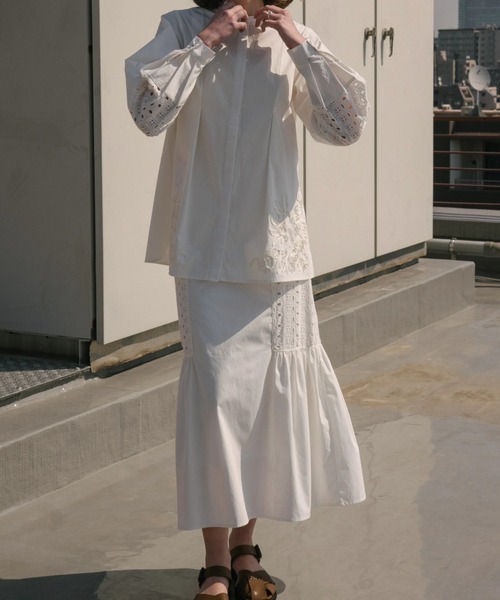 WILLFULLY（ウィルフリー）の「lace patchwork gather flare SK