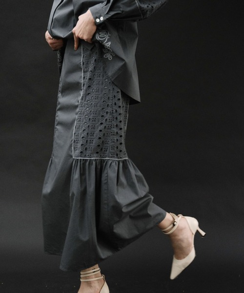 WILLFULLY（ウィルフリー）の「lace patchwork gather flare SK
