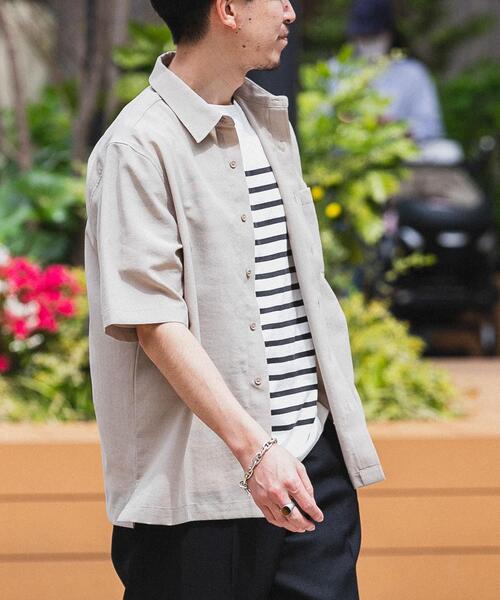 ITEMS URBANRESEARCH（アイテムズ アーバンリサーチ）の「『UR TECH DRYLUXE』リネンタッチレギュラーカラー半袖シャツ（シャツ/ブラウス・メンズ・ブルー系その他/ベージュ/ネイビー・MEDIUM/LARGE）」の20枚目の写真