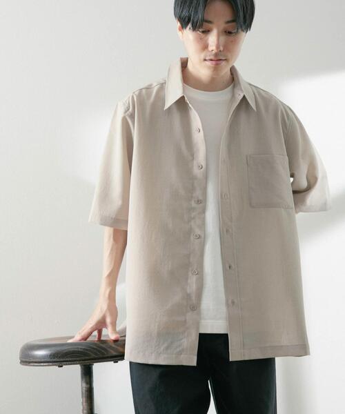 ITEMS URBANRESEARCH（アイテムズ アーバンリサーチ）の「『UR TECH DRYLUXE』リネンタッチレギュラーカラー半袖シャツ（シャツ/ブラウス・メンズ・ブルー系その他/ベージュ/ネイビー・MEDIUM/LARGE）」の11枚目の写真