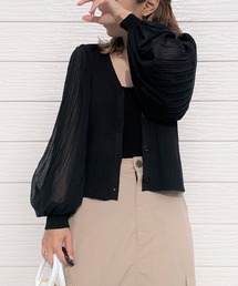 Q | シフォンプリーツカーデ(カーディガン/ボレロ)
