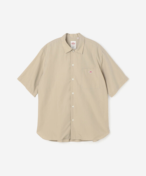 DANTON◆半袖ブラウス/38/コットン/ベージュ/無地/DT-B0121 WOMEN'S COTTON VOILE SHORT SLEEVE SHIRT（シャツ/ブラウス