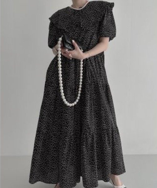 新品 スローブイエナ ティアード ロング フレア ワンピース ドット