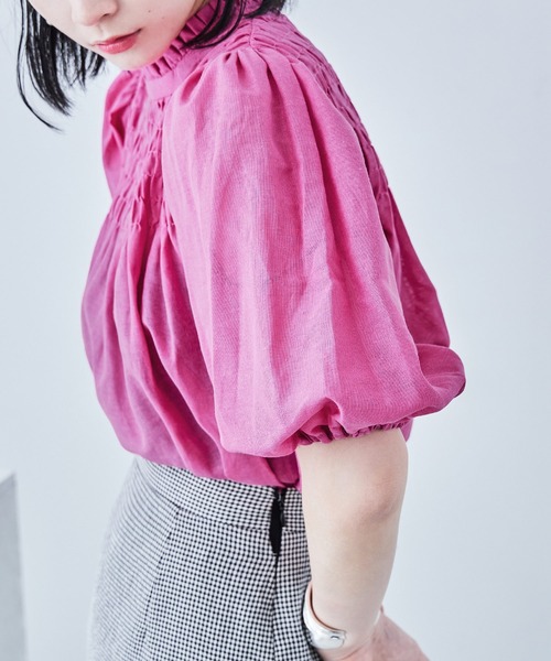 Fashion Letter(ファッションレター)の「コットン パフスリーブブラウス(シャツ/ブラウス・レディース・ホワイト/ピンク/イエロー/ブラック・M)」の18枚目の写真