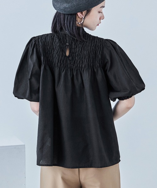 Fashion Letter(ファッションレター)の「コットン パフスリーブブラウス(シャツ/ブラウス・レディース・ホワイト/ピンク/イエロー/ブラック・M)」の15枚目の写真