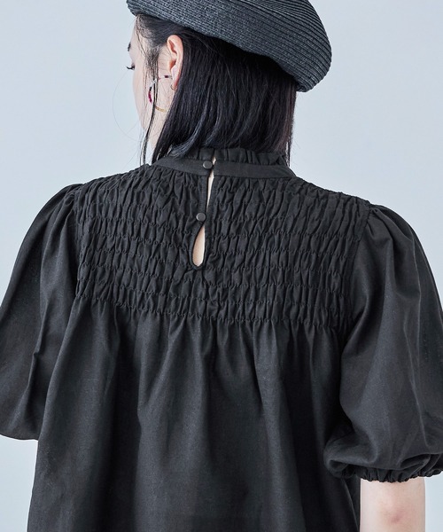 Fashion Letter(ファッションレター)の「コットン パフスリーブブラウス(シャツ/ブラウス・レディース・ホワイト/ピンク/イエロー/ブラック・M)」の5枚目の写真