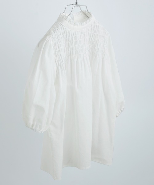 Fashion Letter(ファッションレター)の「コットン パフスリーブブラウス(シャツ/ブラウス・レディース・ホワイト/ピンク/イエロー/ブラック・M)」の16枚目の写真