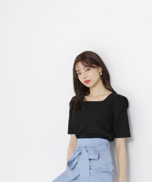 PROPORTION BODY DRESSING(プロポーションボディドレッシング)の「<E>ふくれジャガードカットトップス / 1213267500(Tシャツ/カットソー・レディース・オフホワイト/ブラック・SMALL/MEDIUM)」の2枚目の写真