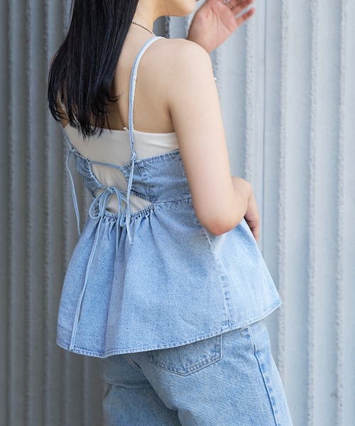 COLONY 2139（コロニートゥーワンスリーナイン）の「デニムキャミブラウス（キャミソール・レディース・ネイビー/ブルー・FREE）」の9枚目の写真