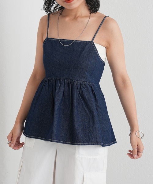 COLONY 2139（コロニートゥーワンスリーナイン）の「デニムキャミブラウス（キャミソール・レディース・ネイビー/ブルー・FREE）」の18枚目の写真