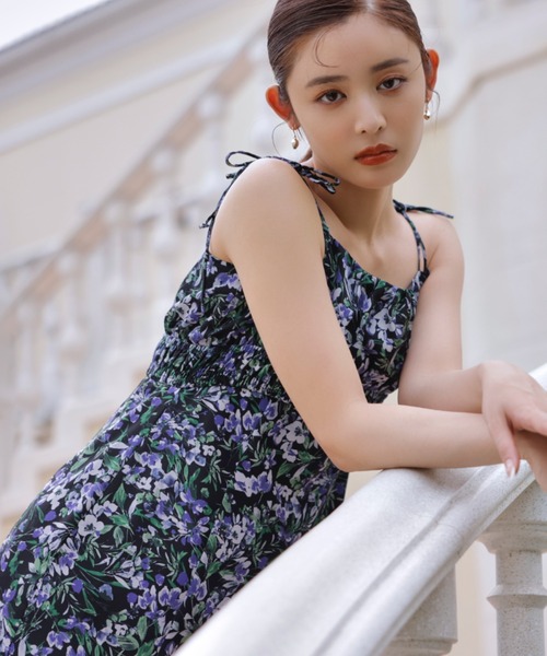 EIMY ISTOIRE(エイミーイストワール)の「Milly flower リボンキャミワンピース(ワンピース・レディース・アイボリー/ベージュ/ブラック・M/S)」の3枚目の写真