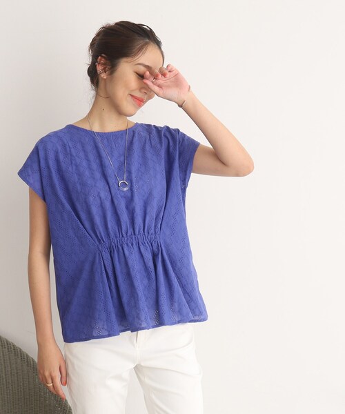 DRESKIP(ドレスキップ)の「◆カラーで着映える 刺繍レース ウエストギャザートップス(Tシャツ/カットソー・レディース・オレンジ/ブルー/オフホワイト/黄緑系/ブラック・02/03/04)」の20枚目の写真