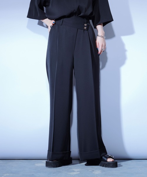 Ellno Loset（エルノロゼット）の「ウエストアシメトロミパンツ/セットアップ対応（その他パンツ・メンズ・ブラック/パープル/ブルー・LARGE/MEDIUM/SMALL）」の5枚目の写真