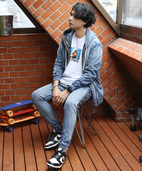 8(eight)(エイト)の「ロゴテープジョガーパンツ(デニムパンツ・メンズ・ブルー/ネイビー・MEDIUM/LARGE/X-LARGE)」の3枚目の写真