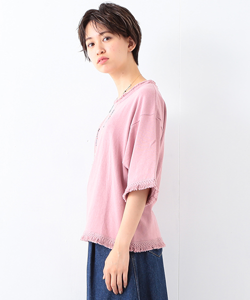 Ray BEAMS（レイビームス）の「Ray BEAMS / フリンジ トリム Tシャツ（Tシャツ/カットソー・レディース・オフホワイト/ピンク/オリーブ・ONE SIZE）」の20枚目の写真